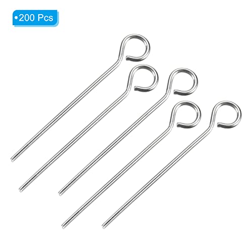 PATIKIL 200Pcs 304 Stainless Steel Jewelry Eye Pins 20mm 22 Gauge Silver Open Eye Pins for Jewelry Making DIY Craft Necklaces Bracelets Earrings - color: Silver, size: 20mm