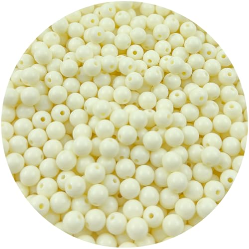 120Pieces 12MM Acrylic Round Beads Round Acrylic Balls Chunky Beads Smooth Spacer Plastic Pastel Beads Craft Beads for Necklace and Bracelet Making Crafting Supplies(177-cream White) - color: 177-cream white, size: 12MM
