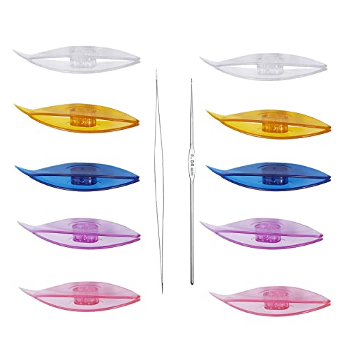 BUTUZE Tatting Shuttle Kit, 10 PCS Plastic Tatting Shuttle with Beading Needles Crochet Hooks Knitting Needles Big Eye Needles Tatting Needles for DIY Hand Lacemaking Craft Tool Weave Yarn Set - size: 10 PCS