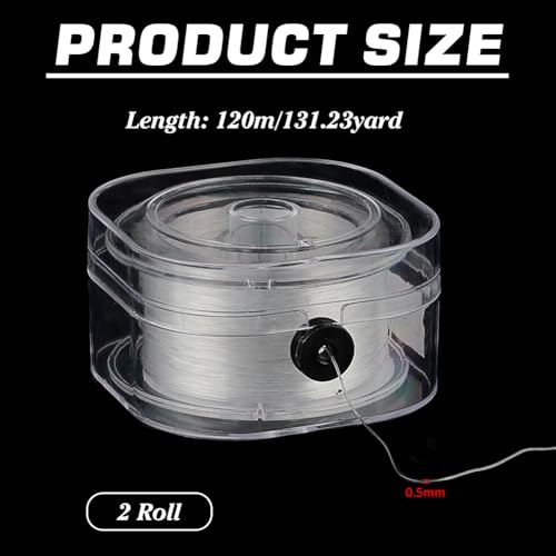 PH PandaHall 262 Yards Elastic String for Bracelets, 2 Rolls 0.5mm Round Beading Thread Clear Jewelry String Seed Bead Thread Stretchy Bracelet String Cord for Friendship Bracelets Necklaces - size: 0.5mm