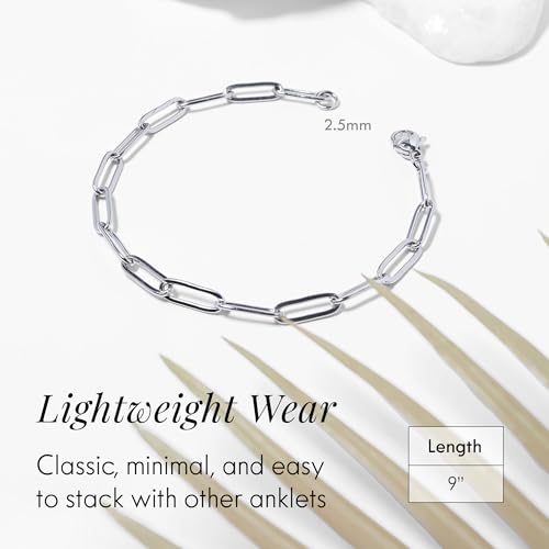 Destin Jewelry Paperclip Chain Necklace for Women, Waterproof 18K Gold Plated Stainless Steel, Hypoallergenic, Adjustable Layering Chain, Tarnish-Resistant, 2.5–6.5mm - color: Stainless Steel, size: 9", style: 2.5 MM