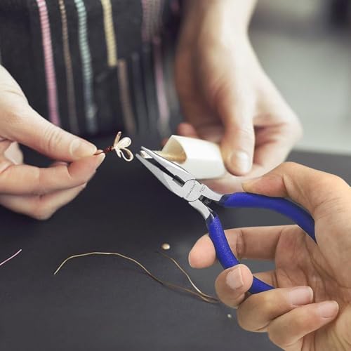 Mini Needle Nose Pliers 5"-10 Pack KAIHAOWIN Small Long Nose Pliers with Wire Cutters, Spring Loaded Thin Needle Nose Pliers, Precision Pliers Set for Crafts/Jewelry Making/Tiny Project - size: 10 Pack