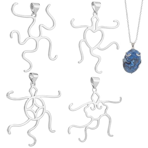 PH PandaHall 4pcs Silver Pendant Blanks, 18K Gold Adjustable Pendant Blank Brass Charm Base Setting Claw Prong Pendants Blanks for DIY Women Gemstone Setting Handmade Necklace Jewelry Making