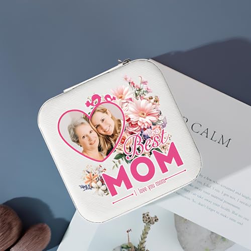 Custom Travel Jewelry Case For Mom Birthday Gifts, Moms Personalized Gift for Women from Daughter Son, We Love You Present for Mother Mommy Mothers Day Christmas - color: Mom