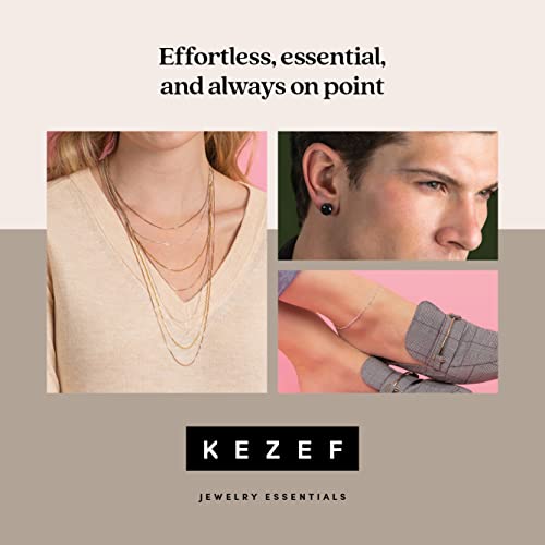 KEZEF 925 Sterling Silver Box Chain Necklace for Women & Men, 0.7mm Thin Chain Necklace, Available in Sterling Silver, Gold Plated & Rose Gold Plated Finishes, Made in Italy - color: 18kt Gold, size: 15 Inch
