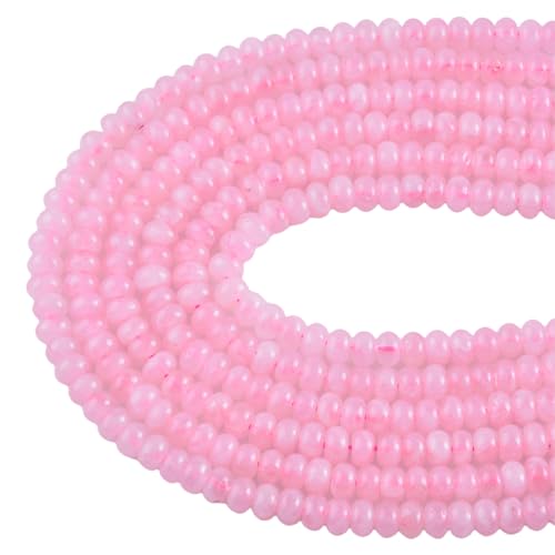 Rondelle Beads for Jewelry Making 5x8mm Natural Stone Beads 1 Strand 15.5inch Lentil Spacer Beads Rondelle Gemstone Bead Semi-Precious Stone Bead for Bracelet Necklace Crafts Rose Quartz - color: Rose Quartz Beads