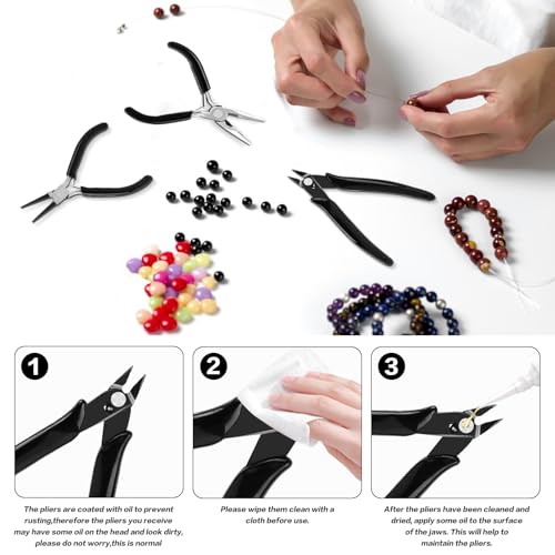 3 Pcs Jewelry Pliers Set Beading Pliers Set with Needle Nose Pliers, Round Nose Plier and Wire Cutter for Jewelry Making Repair Supplies and Crafting,Wire Wrapping Crafts - style: 3pcs Beading Pliers Set