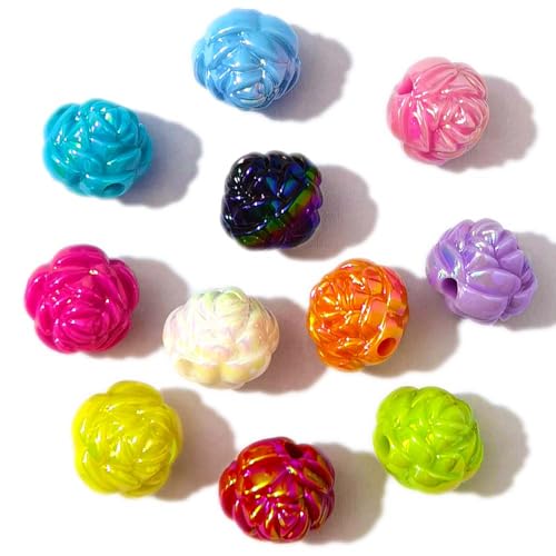 Mixed Lots Shiny AB Color Acrylic Rose Bead DIY Beading Hairband Bracelets Necklace Craft Embelishment (Mixed Colors-AB Plated Rose) - color: Mixed Colors-AB Plated Rose