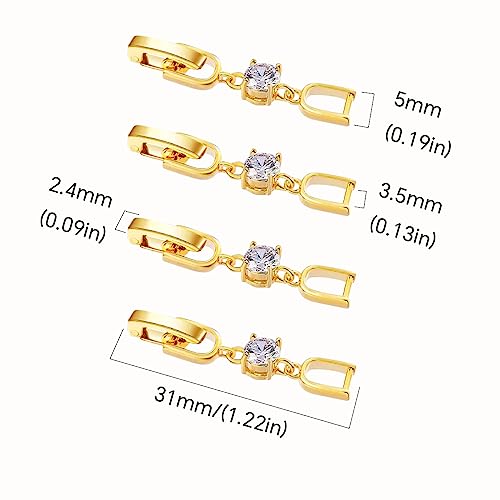 Gold Necklace Bracelet Extender for Women, 4pcs Cubic Zirconia Foldover Extension Jewelry Clasps for Jewelry Making - color: Gold - CZ