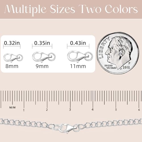 OHINGLT Lobster Claw Clasps with Closed Jump Rings,Necklace Clasps and Closures Suitable for Jewelry Making Necklaces Bracelet (12PCS Silver, (8+9+11) MM/(0.32+0.35+0.41) in) - color: 12PCS Silver, size: 0.32+0.35+0.43in / 8+9+11mm