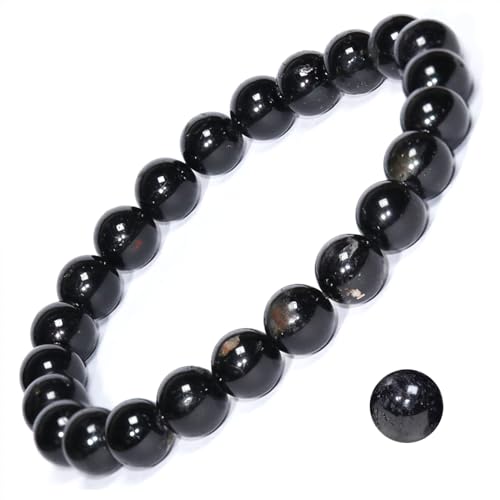 8mm Natural Gemstone Stretch Bracelet, Handmade Unisex Crystal Bracelets for Meditation, Yoga, Spiritual Healing & Positive Energy - color: Black Tourmaline