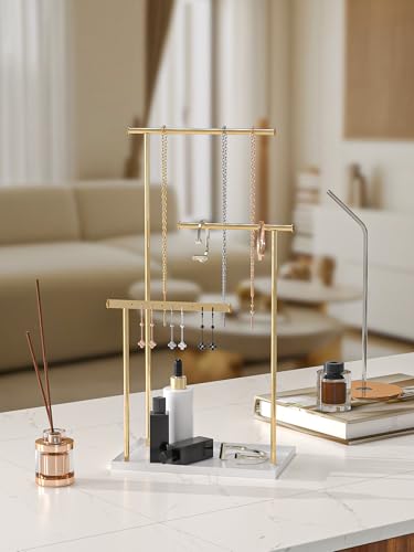 Metal Jewelry Holder Organizer Stand for Women,Jewelry Hanger for Necklaces, Earrings, Bracelets, Rings (Gold)