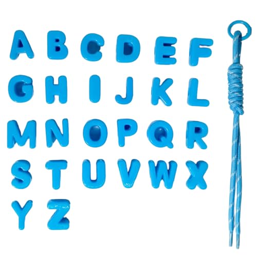 26PCS Large 6mm Hole Letter Beads, 20mm Acrylic Beads A to Z,for DIY Jewelry Making Kit Friendship Bracelet Key Chain and Bag Charm (26 A to Z Coffee) - color: 26 A to Z Sky Blue