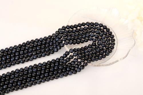 QINJIEJIE 60PCS Blue Sapphire Tiger Eye Beads 8mm Stone Beads Round Loose Gemstone Bead for Bracelet Beading Crystal Jewelry Making DIY Necklace Earrings 0.32" - color: Sapphire Tiger's Eye, size: 60PCS