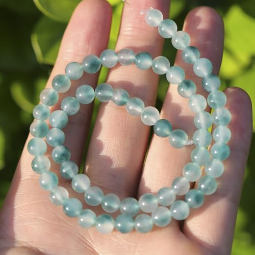 6mm Natural Stone Beads 65pcs Flower Jade Polished Round Smooth Crystal Loose Gemstone Beads for Jewelry Making DIY Bracelet Necklace Earring Crafts Supplies - color: Flower Jade 1 strand-65pcs