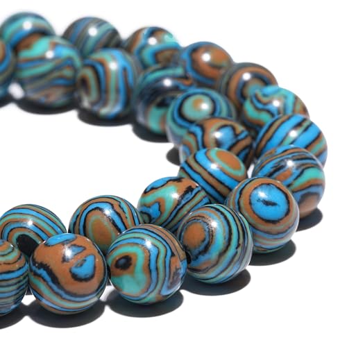 6mm Natural Blue Malachite Gemstone Beads Polished Round Smooth Stone Beads for Bracelets Jewelry Making 15inch Loose Beads - color: Blue Malachite, size: 6mm