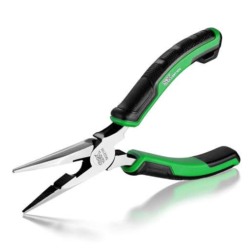 SK 6-Inch Long Nose Pliers, Needle Nose Pliers, High Carbon Steel, Ergonomic Anti-slip Handle for Comfortable Grip - style: 6-Inch Long Nose Pliers