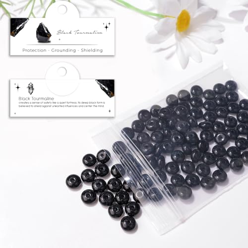 Raicegs 100pcs 5×8mm Rondelle Black Tourmaline Beads Natural Gemstone Beads Abacus Disk Stone Loose Beads for Jewelry Making DIY Bracelets Necklace - color: Black Tourmaline, size: 5×8mm Rondelle