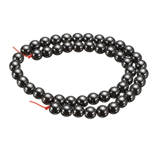 HARFINGTON 50pcs Natural Stone Beads 6mm Black Courage Stone Round Gemstone Stone Loose Beading Real Genuine Smooth Balls Bead for Jewelry Making Bracelets Necklace Earrings DIY - color: Black Courage Stone, size: 6mm