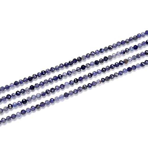 Adabele 15 Inch Natural Iolite Dichroite Healing Gemstone 3mm (0.12 Inch) Tiny Small Faceted Round Loose Beads Stone Spacer (110-120pcs) for Craft Jewelry Making GK3-20 - color: Iolite, size: 3mm (0.12") - 15 inch/1 strand