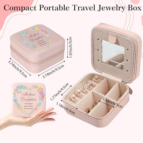 Daughter Gifts Mothers And Daughters Never Truly Part Jewelry Box Valentines Mothers Day Birthday Gifts for Daughter from Mom Christmas Graduation Gift for Daughters Adult Pink Jewelry Case - color: daughter1 rose heart