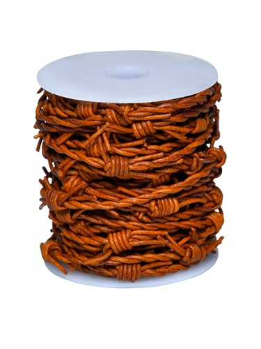 Artificial Barbed Wire Made of Leather for Cowboy Theme Western Party Decorations Supplies - 33 Feet Spool by Cords Essentials (Rust) - color: Rust