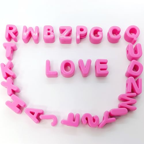 26PCS Large 6mm Hole Letter Beads, 20mm Acrylic Beads A to Z,for DIY Jewelry Making Kit Friendship Bracelet Key Chain and Bag Charm (26 A to Z Pink) - color: 26 A to Z Pink
