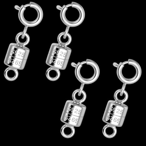 925 Sterling Silver Magnetic Necklace Clasps and Closures,Silver Necklace Extender,Bracelet Clasps,Chain Extenders for Necklaces,Necklace Magnetic Clasp (Sliver Magnetic Necklace 4pcs) - color: sliver magnetic necklace 4pcs