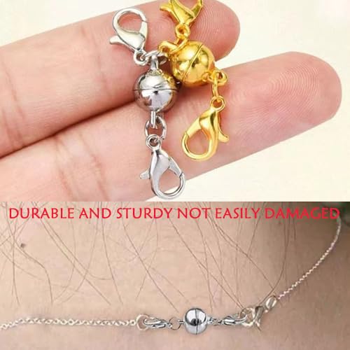 925 Silver Double Lobster Magnetic Necklace Clasps, Magnetic Necklace Clasps and Closures, Double Lobster Clasp Magnetic Jewelry Clasps for Necklaces (8pcs | Gold Silver) - color: 8pcs | gold silver