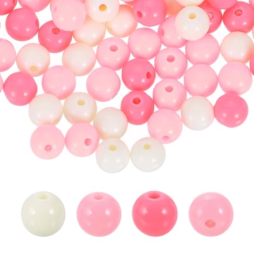 HARFINGTON 200pcs Cream Pink Acrylic Round Beads 10mm Dia 1.9mm Hole Plastic Resin Smooth Balls Loose Bead for Jewelry Making Bracelets Necklace Earrings DIY - color: Cream Pink, size: 10mm