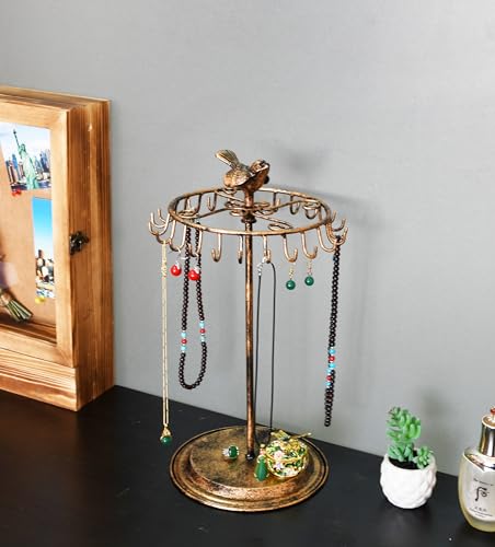 Bird Rotating Necklace Holder Bracelet Stand/Jewelry Organizer/Jewelry Tree,Bronze - color: Bronze