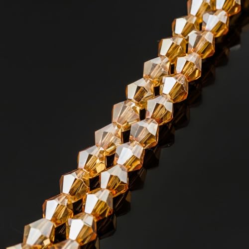 250pcs Czech 6mm (0.24 Inch) Faceted Bicone Crystal Glass Loose Beads Spacer Bulk Golden Shadow for DIY Craft Jewelry Making CCB628 - color: Golden Shadow, size: 6mm - 250pcs