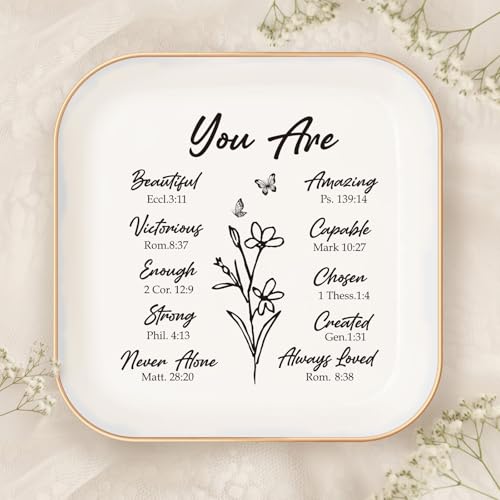 LITTLEBIGGER Christian Gifts for Women – Jewelry Tray, Confirmation Gifts for Teen Girls, Religious Birthday Gifts for Friends, Faith Jewelry Trays for Christian Women - style: You Are-square