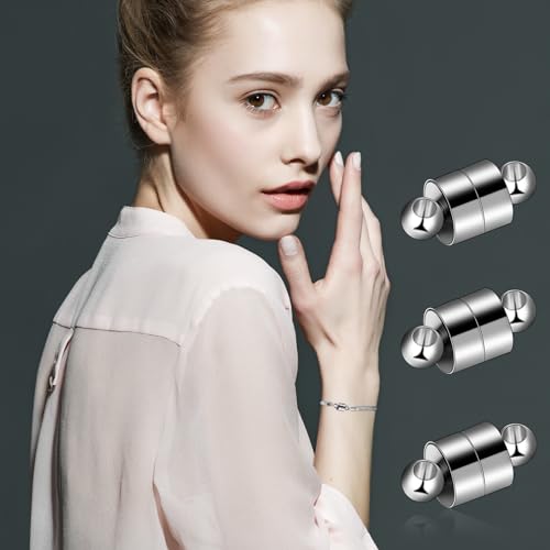 Magnetic Necklace Clasp, 24 Pairs Bracelet Clasps and Closures Jewelry Safety Locking Connectors Jewelry Clasp Converter Necklace Extender and Shortener Bracelet Helper Tool (Gold, Silver)