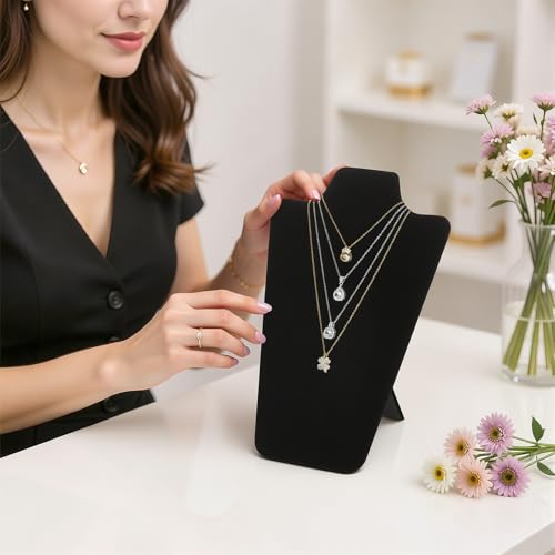 KUKUVR 2Pcs Black Velvet Necklace Bust Display Stand, Jewelry Pendants Chain Holder Stand, Necklace Display Board for Retail Vendor Booth & Selling (Large 12.2 * 7.9inch) - size: Large 12.2*7.9inch