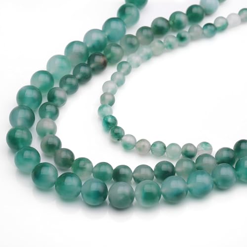 6mm Natural Stone Beads 65pcs Flower Jade Polished Round Smooth Crystal Loose Gemstone Beads for Jewelry Making DIY Bracelet Necklace Earring Crafts Supplies - color: Flower Jade 1 strand-65pcs