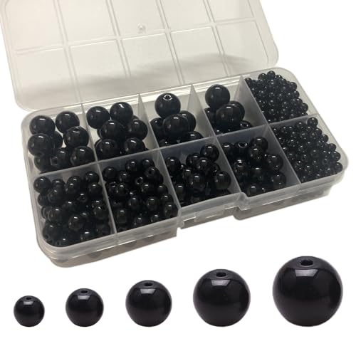 476 PCS Round Crystal Glass Beads for Jewelry Making(Black), Glass Spacer Loose Beads for Crafts Bracelets Necklaces Charms Pendants Friendship 4/6/8/10/12mm - color: Round Glass Beads: Black