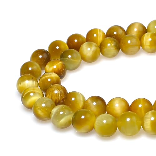 MJDCB Natural Stone Beads 6mm 60pcs Round Golden Tiger's Eye Loose Gemstone Bead Charms for Jewelry Making Bracelet Necklace Earring Pendant - color: Golden Tiger's Eye, size: 6mm