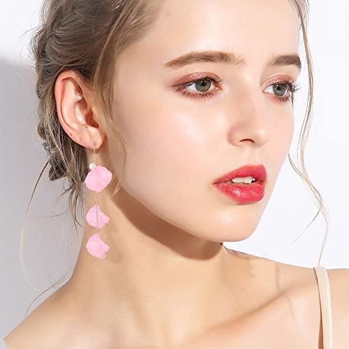 SUNNYCLUE 1 Box 10 Pairs Frosted Acrylic Calla Lily Flower Dangle Earring Making Kits Pink White Acrylic Flower Beads Caps Pendants, Pearl Bead, Earring Hook Jewelry Findings Supplies, Instruction - color: Diy 10 Pairs Pink White Flower Earrings