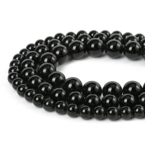 60pcs 6mm Black Agate Beads Natural Gemstone Beads Round Loose Beads for Jewelry Making - color: Black Agate, size: 6mm
