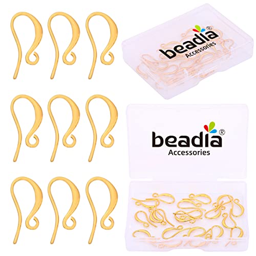 BEADIA 18K Gold Plated Earring Hooks 10x16mm 20pcs for Jewelry Making Findings - size: Hooks 10x16mm