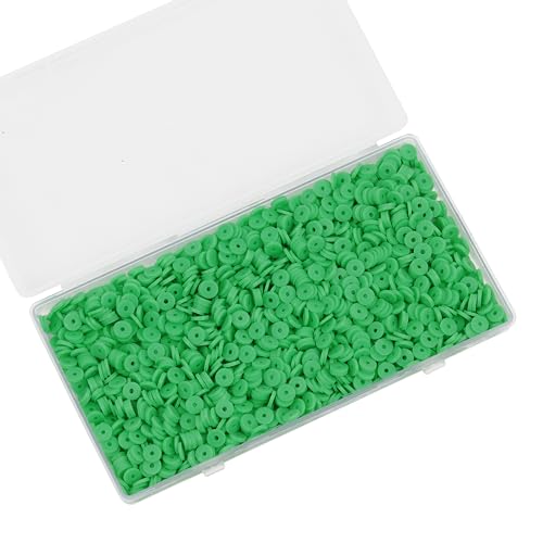 2000Pcs White Clay Beads Polymer Clay Flat Beads 6mm Round Heishi Vinyl Beads for DIY Craft Gift Adults racelets Necklace Jewelry Making Earring Accessories Emerald Green - color: Emerald Green