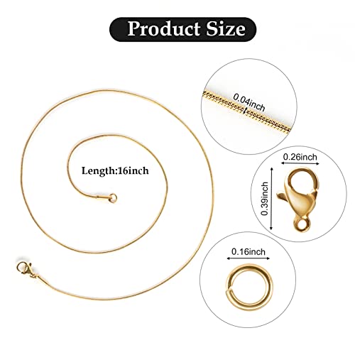 UMAOKANG Gold Plated Snake Chains for Jewelry Making, 10 Pack Stainless Steel Thin Chain Women Necklace DIY Supplies (16 Inch) - color: Gold Snake, size: 16 Inch