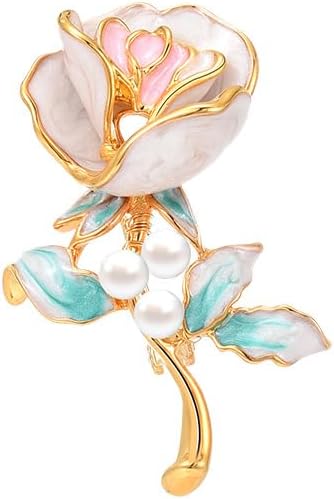 Flower Brooch Pin Rhinestones Pearl Flower Brooches Floral Pin Jewelry for Women Girls