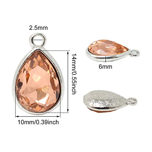 Honbay 20PCS 10x14mm Alloy Glass Crystal Waterdrops Teardrops Charms Pendant for Necklaces, Bracelets, Earrings, Jewelry Making and DIY Crafts - color: Mixed 10 Colors