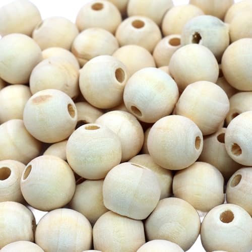 200Pcs Natural Wood Beads, 12mm Small Round Wooden Balls, 1/2Inch Unfinished Wooden Beads for Crafts, DIY Jewelry, Dream Catchers - size: 12mm