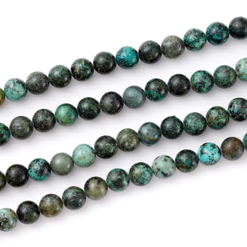 6mm 60pcs DIY Natural African Turquoise Stone Beads Round Healing Crystal Gemstone Loose Beads for Jewelry Making Handmade Bracelet Necklace - color: African Turquoise, size: 6mm