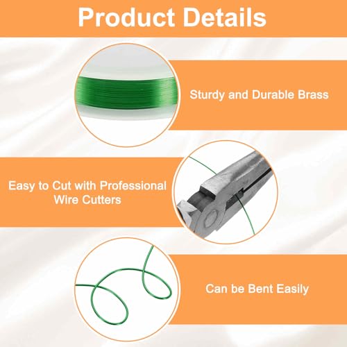 HARFINGTON 82ft Jewelry Wire, 32 Gauge (0.2mm) Brass Craft Soft Metal Tarnish Resistant Copper Beading Wire for Jewelry Making Supplies Crafting, Green - color: Green, size: 32 Gauge x 82ft