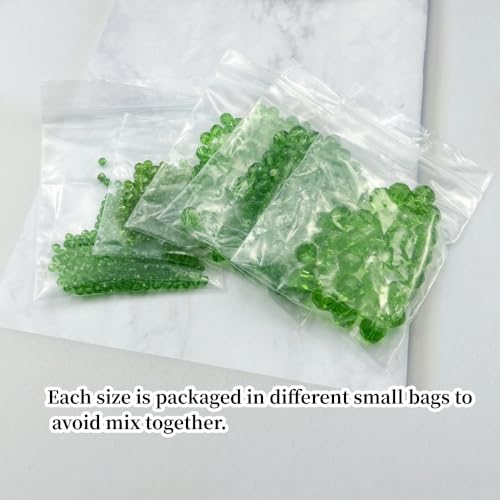 480pcs Crystal Glass Beads 3mm 4mm 6mm 8mm 10mm Round Faceted Glass Spacer Beads for Bracelets Necklace Earring DIY Jewelry Making Craft(Grass Green) - color: Grass Green