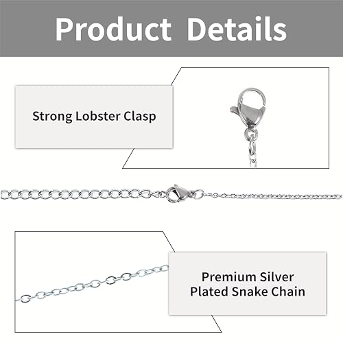 30 Pack Necklace Chains Bulk, Silver Chain Necklace, 1.5mm Stainless Steel Necklace Chains for Jewelry Making